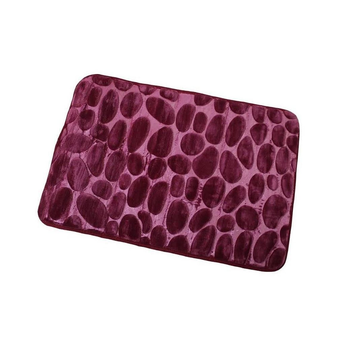 Alfombra De Baño Absorbente Suave Piedras Burdeo 1