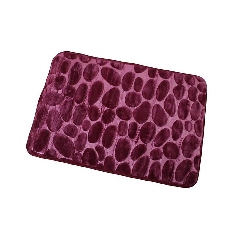 Alfombra De Baño Absorbente Suave Piedras Burdeo 1