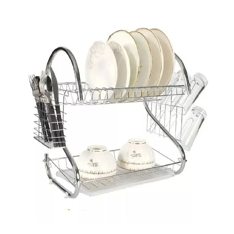 Escurridor Secador Cromado De Platos 2 Niveles Secaplatos 2