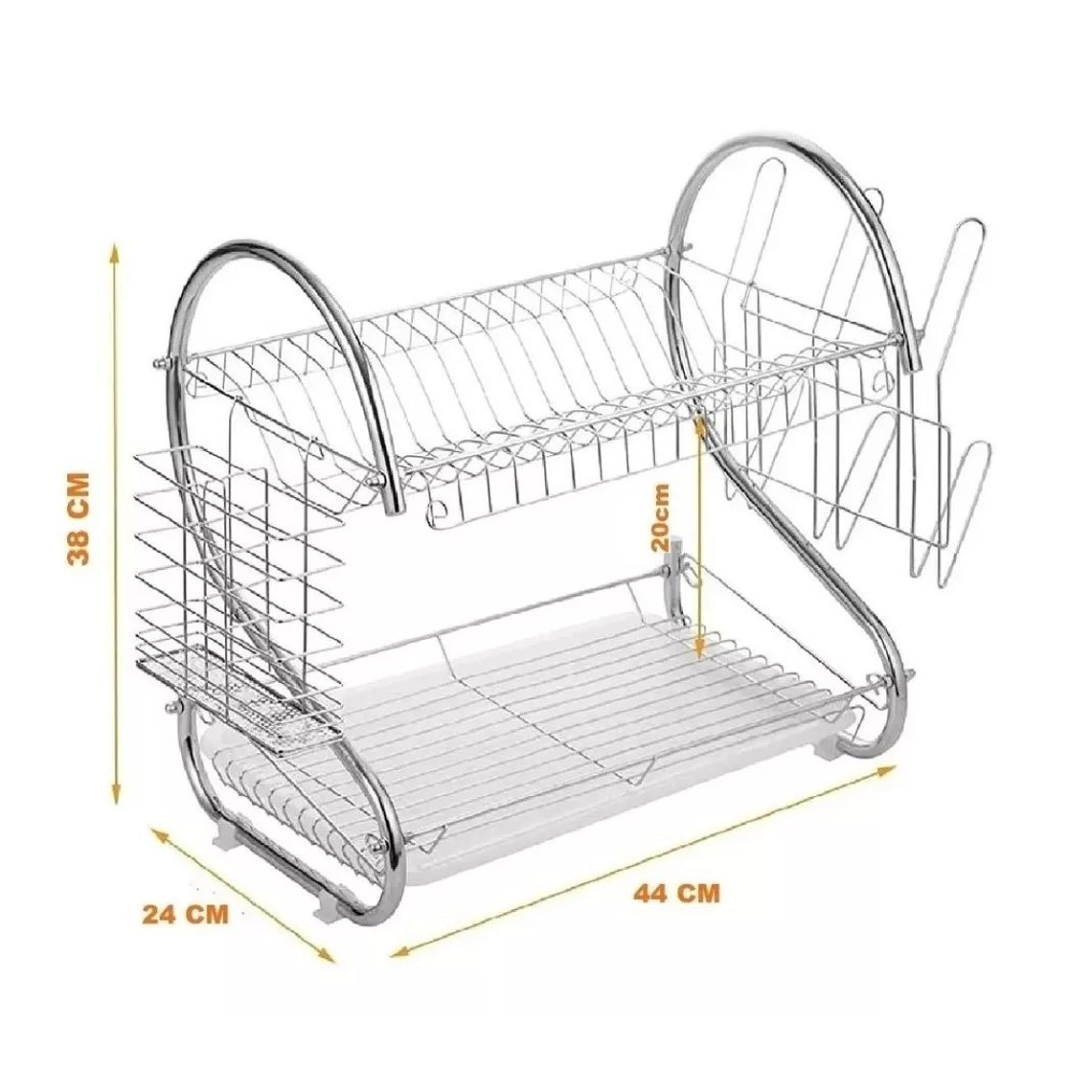 Escurridor Secador Cromado De Platos 2 Niveles Secaplatos 4