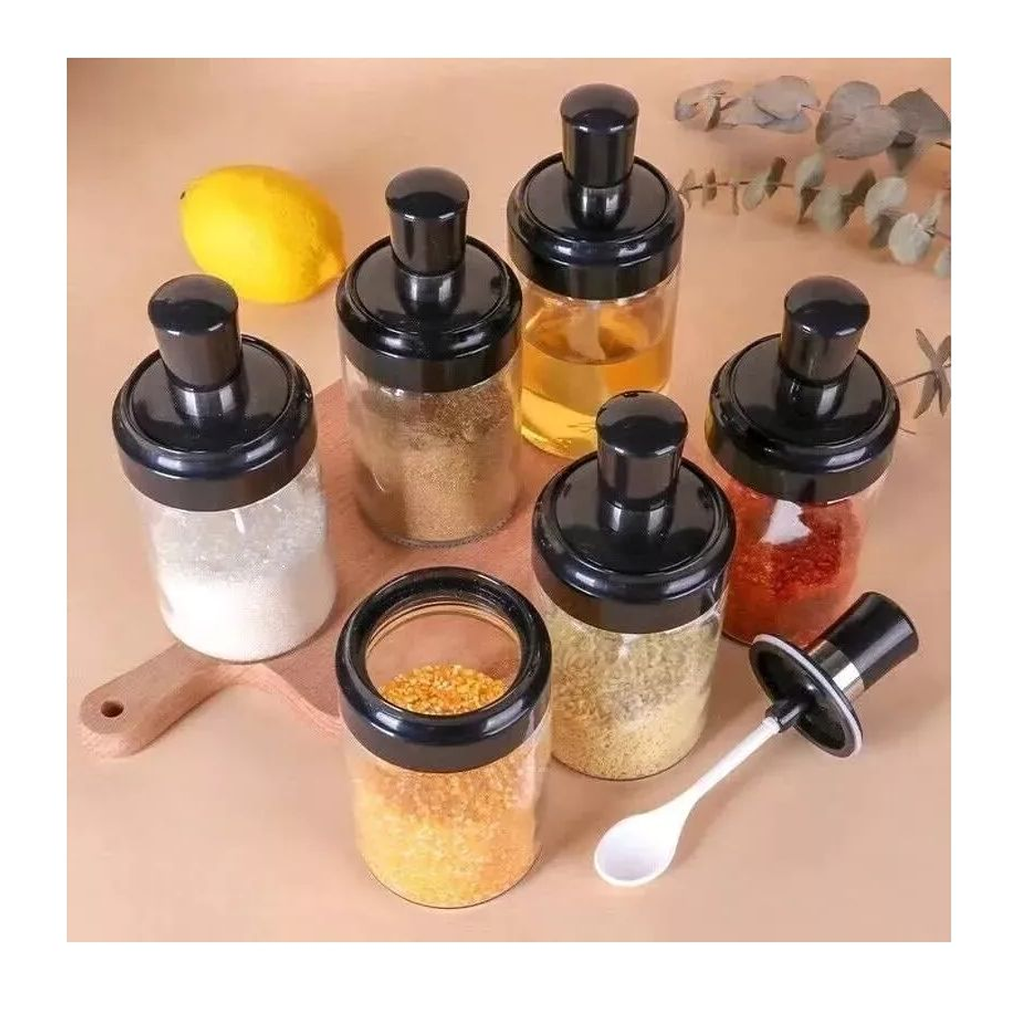 Set Especieros Condimento Giratorio Con Cuchara 6 Piezas 3