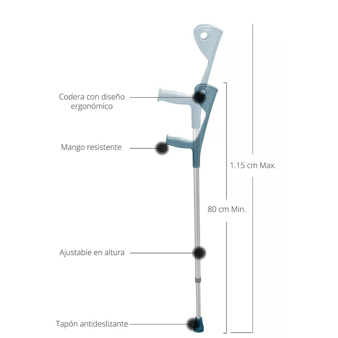 2 Baston Muleta Canadiense Regulable Ortopédico 3