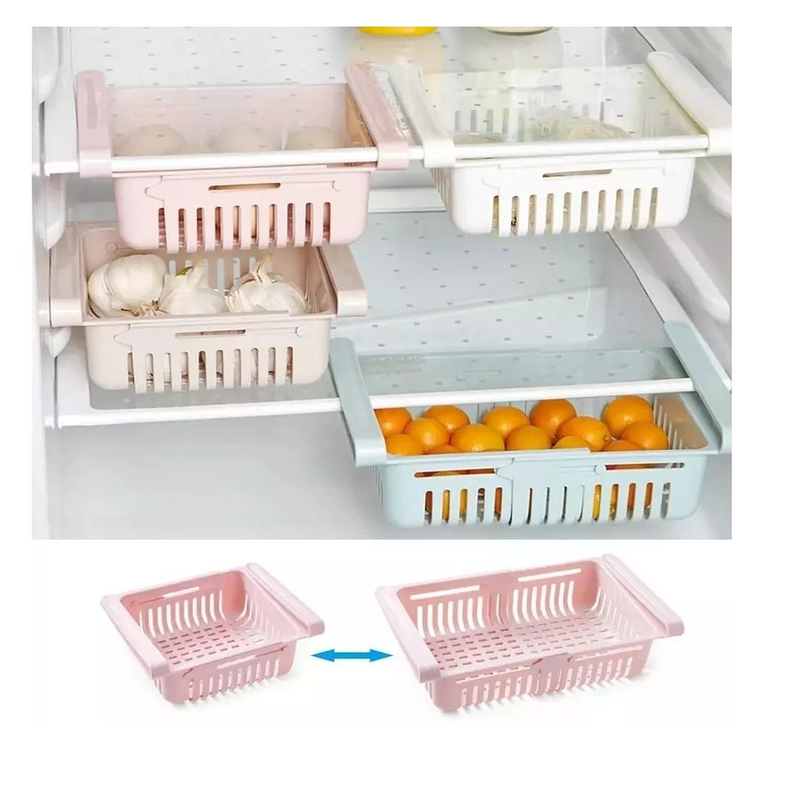 Pack 4 Organizador Refrigerador Gavetas Extensible 7