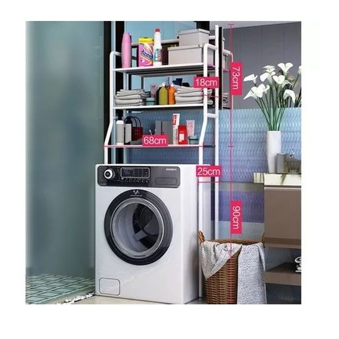 Organizador Estante De Lavadora Baño Metalico Rack 3 Niveles 2