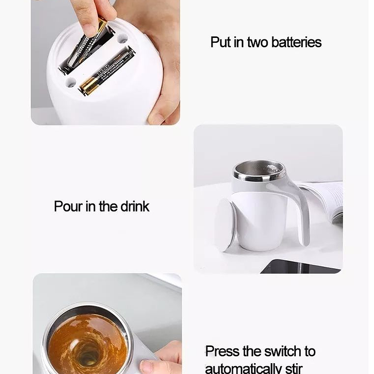 Taza Tazón Magnetico Revolvedor Automático Leche Café 7