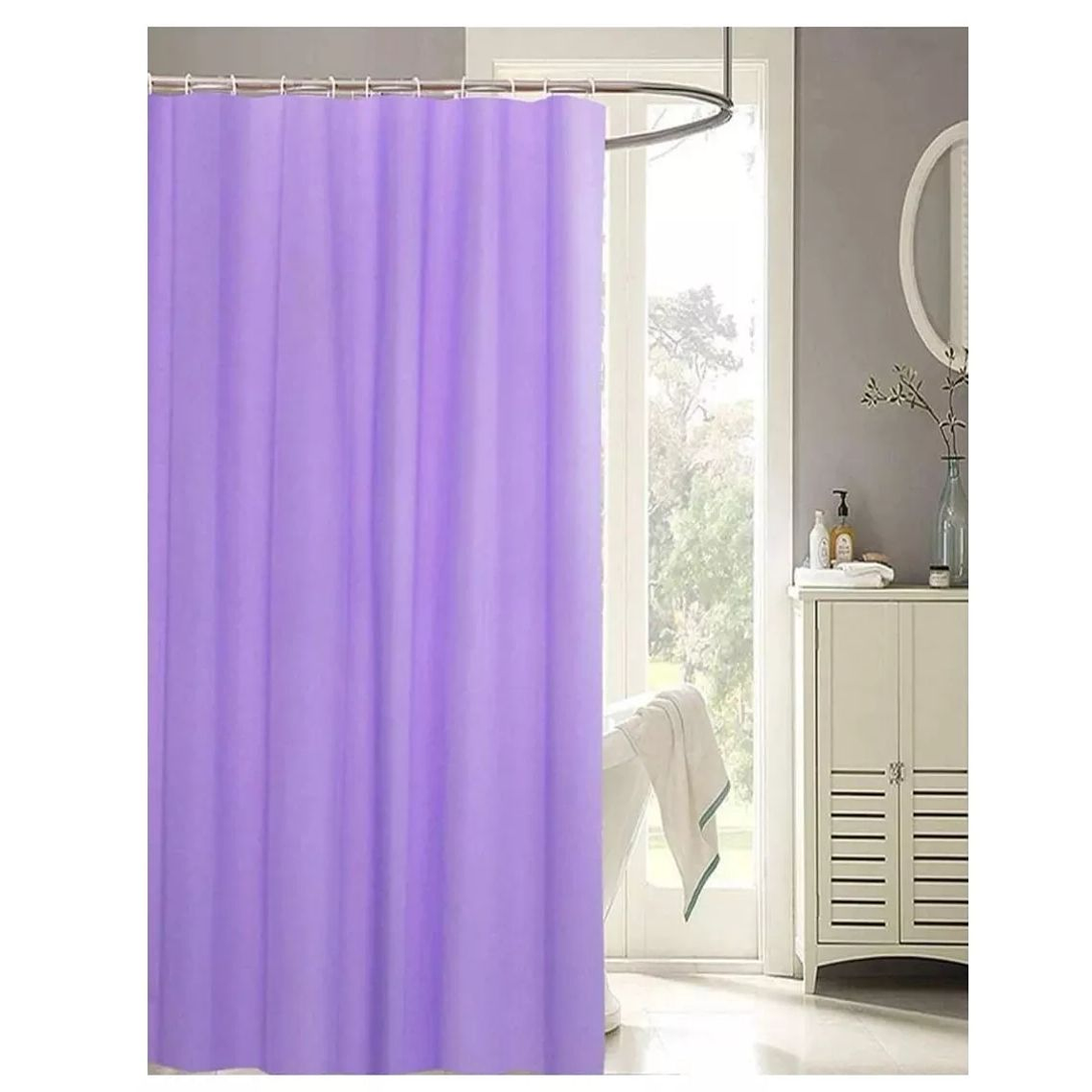 Cortina Ducha Baño 180x180cm Morada Elegante 1