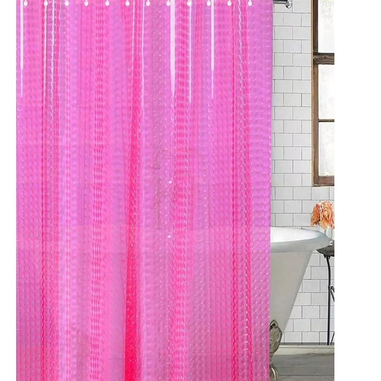 Cortina Baño Ducha Poliester 180x180 Transparente Rosada 1