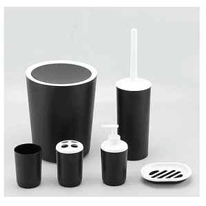 Set De Baño 6  Accesorio Elegante Negro