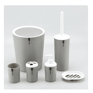 Set De Baño 6  Accesorio Elegante Gris