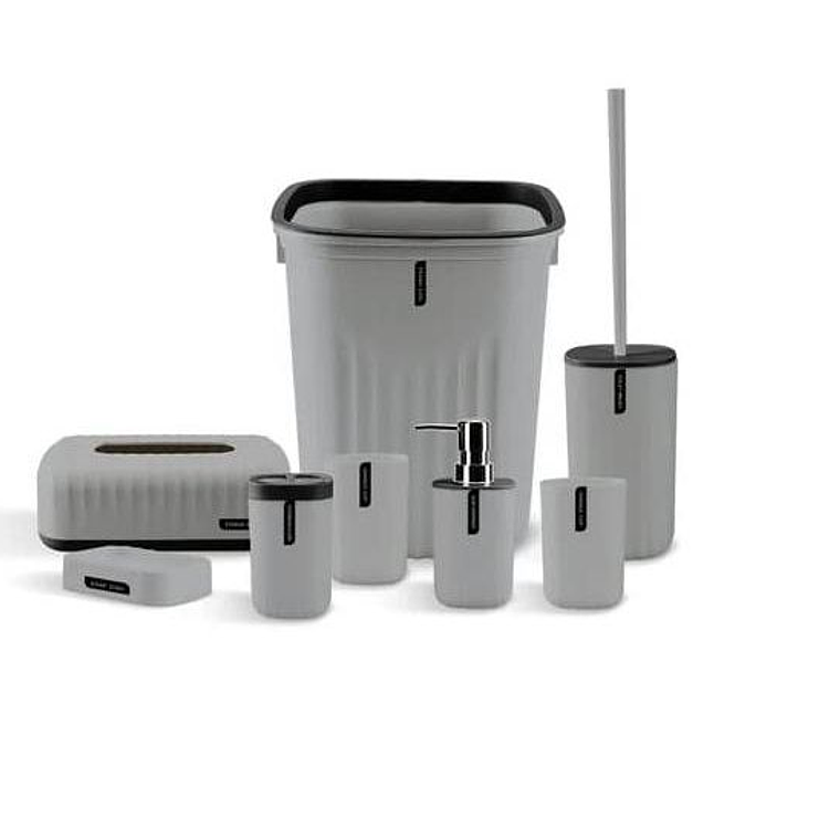 Set Juego De Baño Elegante 6 Piezas Cuadrado Gris 1