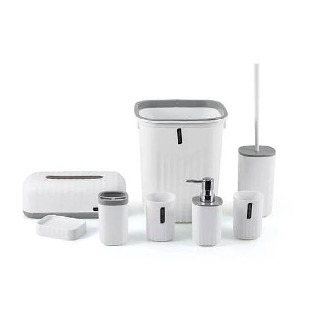 Juego Para Baño 6 Piezas Accesorio Bathroom Cuadrado Blanco 1