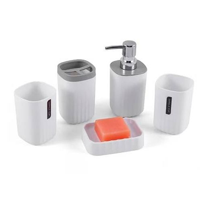 Juego Para Baño 6 Piezas Accesorio Bathroom Cuadrado Blanco 3