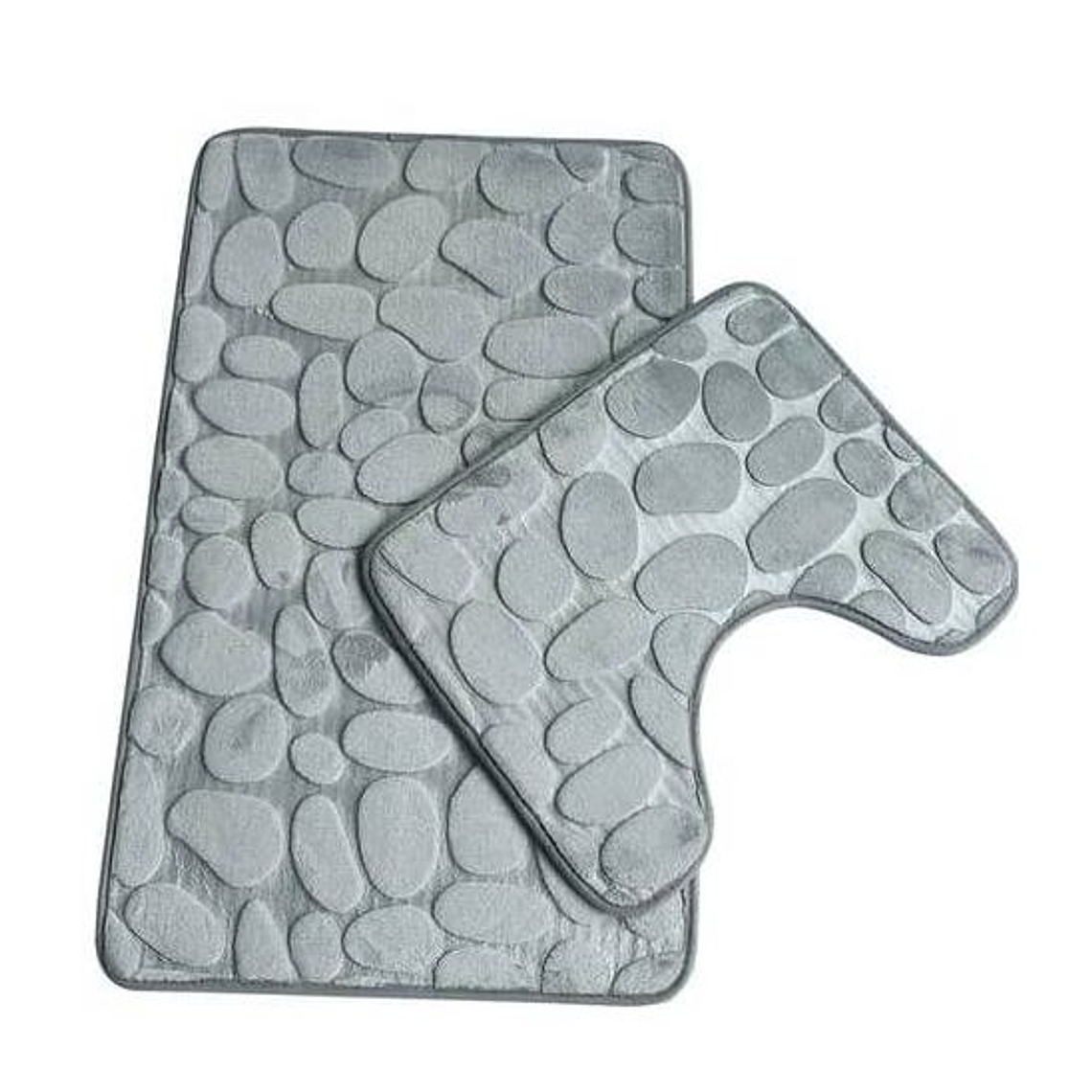 Set De Alfombras Baño Piedras Gris 2
