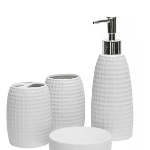 Set De Accesorios De Baño De Cerámica De 4 Piezas Blanco