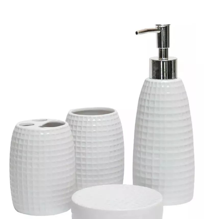 Set De Accesorios De Baño De Cerámica De 4 Piezas Blanco 1