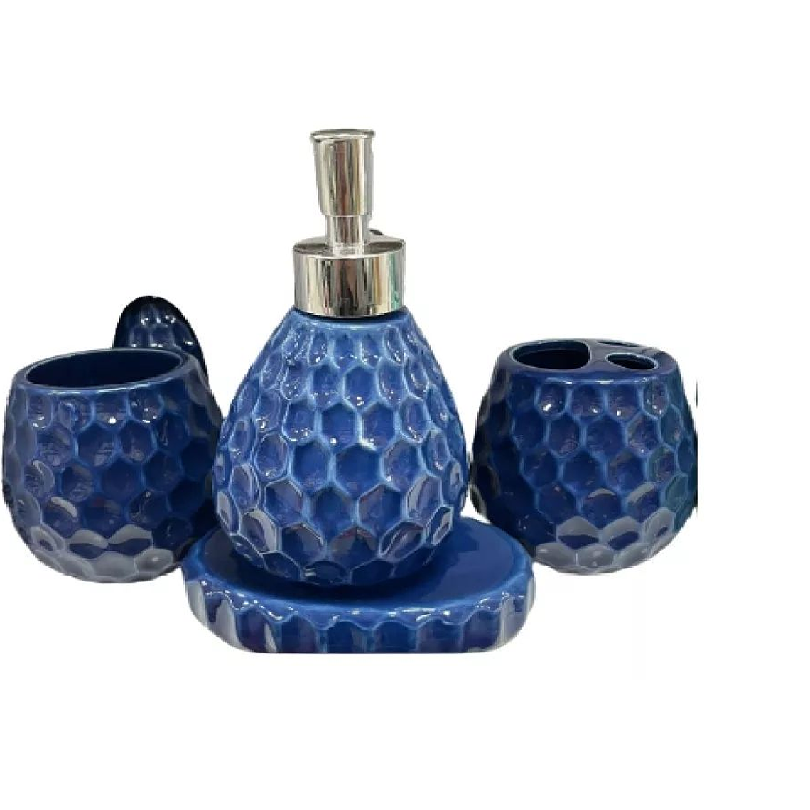 Set De Accesorios De Baño De Cerámica De 4 Piezas Azul 1