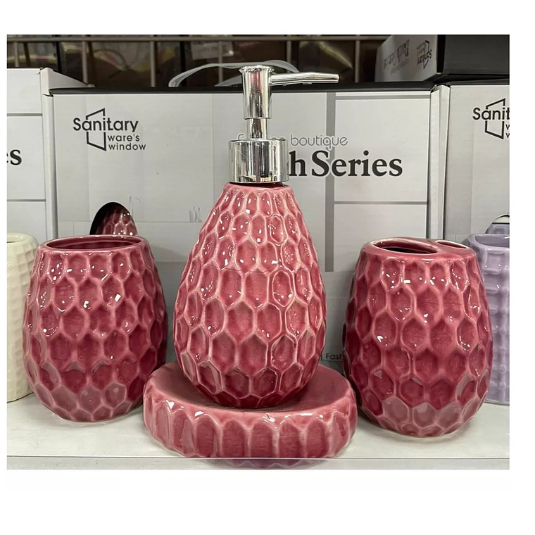 Set De Accesorios De Baño De Cerámica De 4 Piezas Burdeo 2