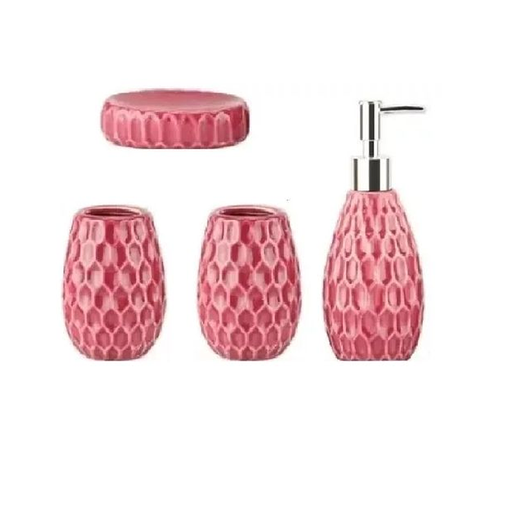 Set De Accesorios De Baño De Cerámica De 4 Piezas Burdeo 3