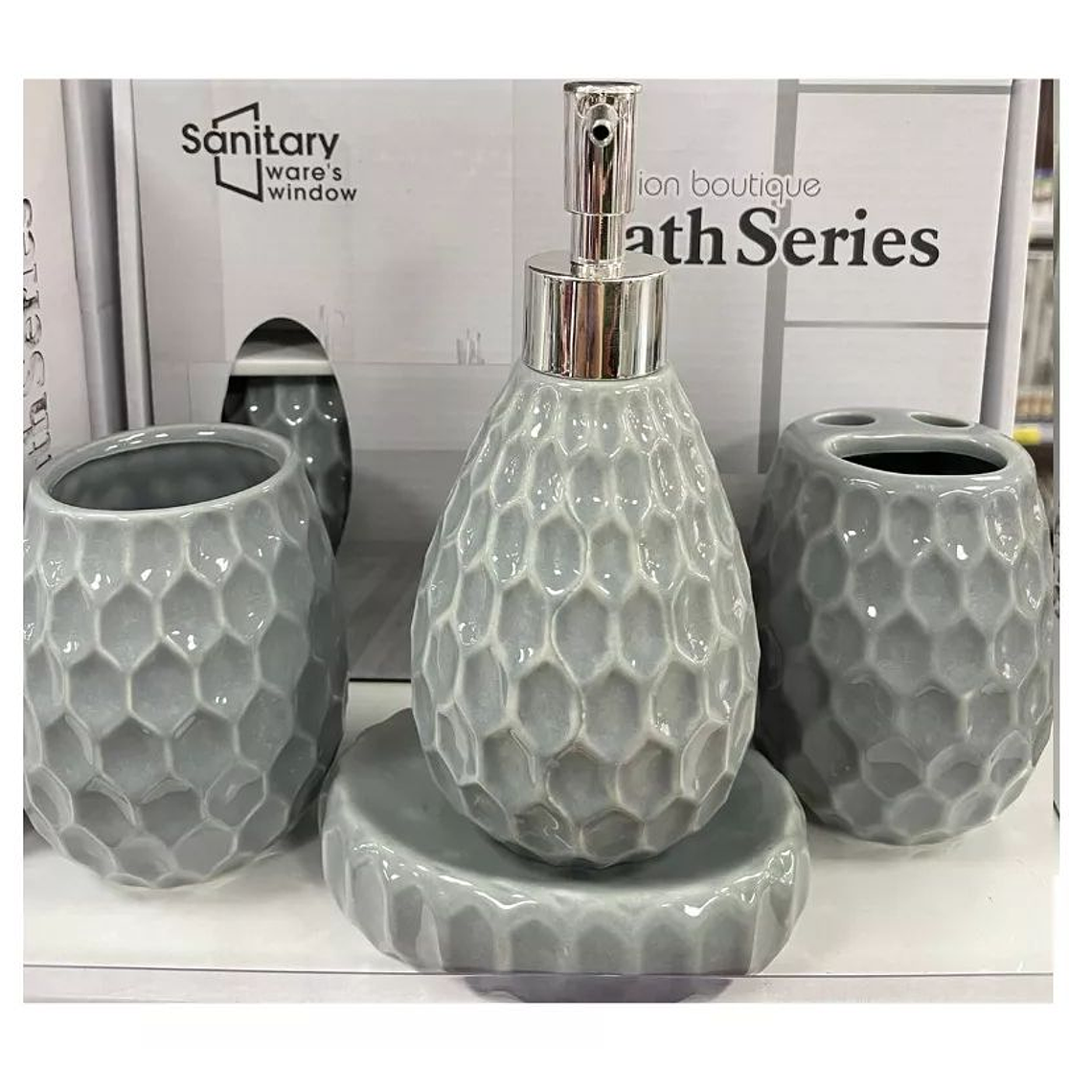 Set De Accesorios De Baño De Cerámica De 4 Piezas Gris 2