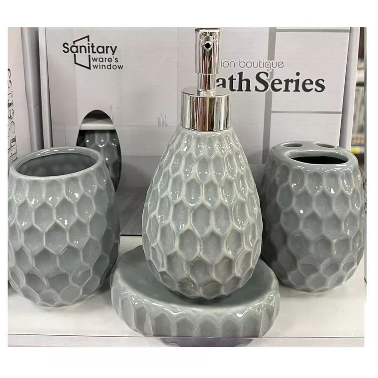 Set De Accesorios De Baño De Cerámica De 4 Piezas Gris 2