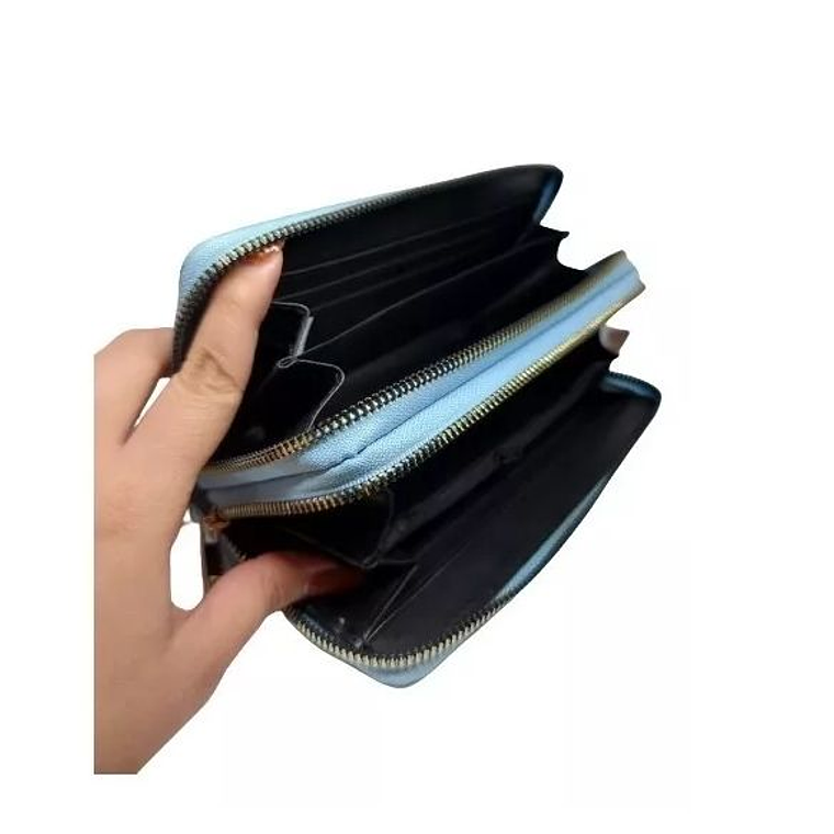 Billetera Cartera Monedero Mujer Elegante Celeste 3