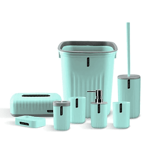Set Juego De Baño 8 Piezas color verde Accesorios Elegante