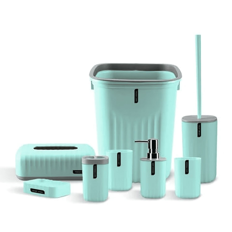 Set Juego De Baño 8 Piezas color verde Accesorios Elegante 1