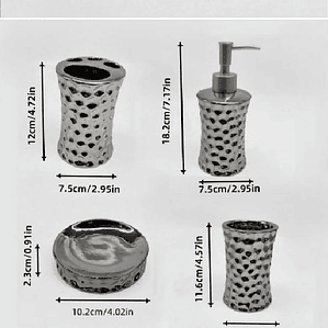 Set de baño 4 piezas Elegante de Ceramica Metalico