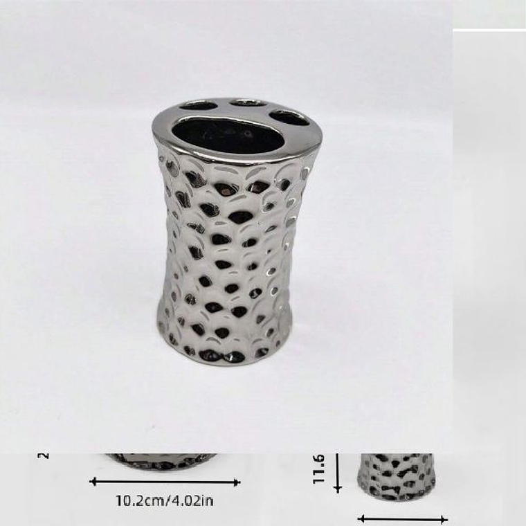 Set de baño 4 piezas Elegante de Ceramica Metalico 5