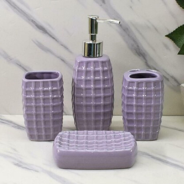 Set de baño 4 Piezas Color Morado Ceramica 2