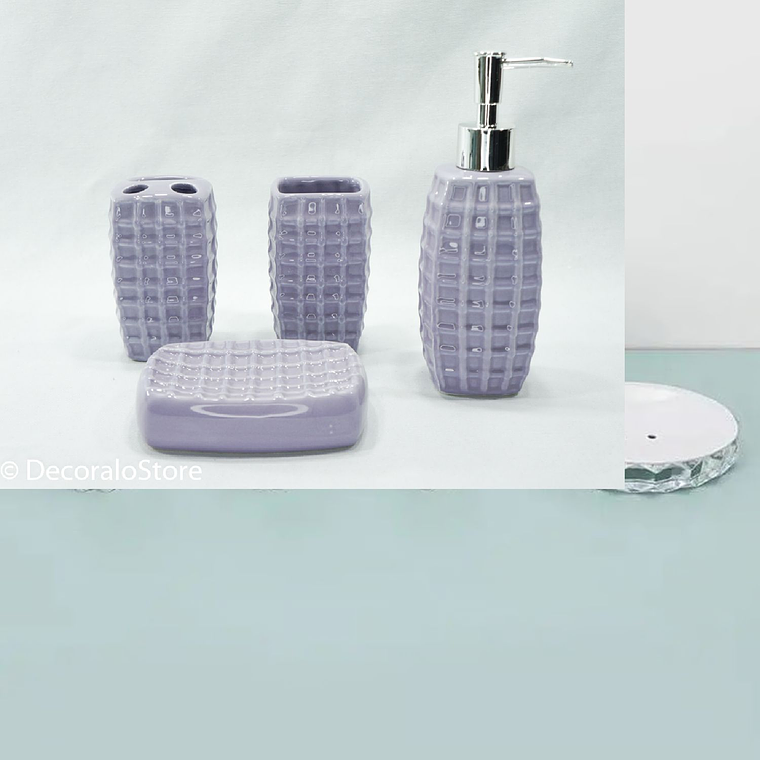 Set de baño 4 Piezas Color Morado Ceramica 3