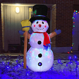 Muñeco Mono De Nieve Inflable Luces Led Decoracion Navidad Color Blanco