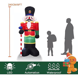 Inflable Cascanueces Navideños Exterior Decoración 240CM