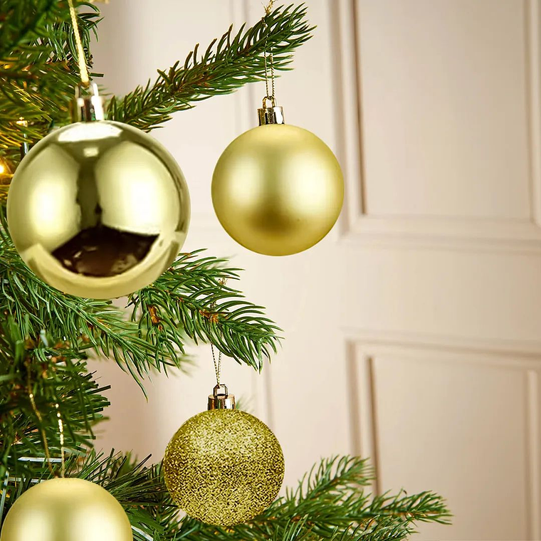 Set 24 Esferas Bolas de Navidad 10 cm Dorado Decoración 2