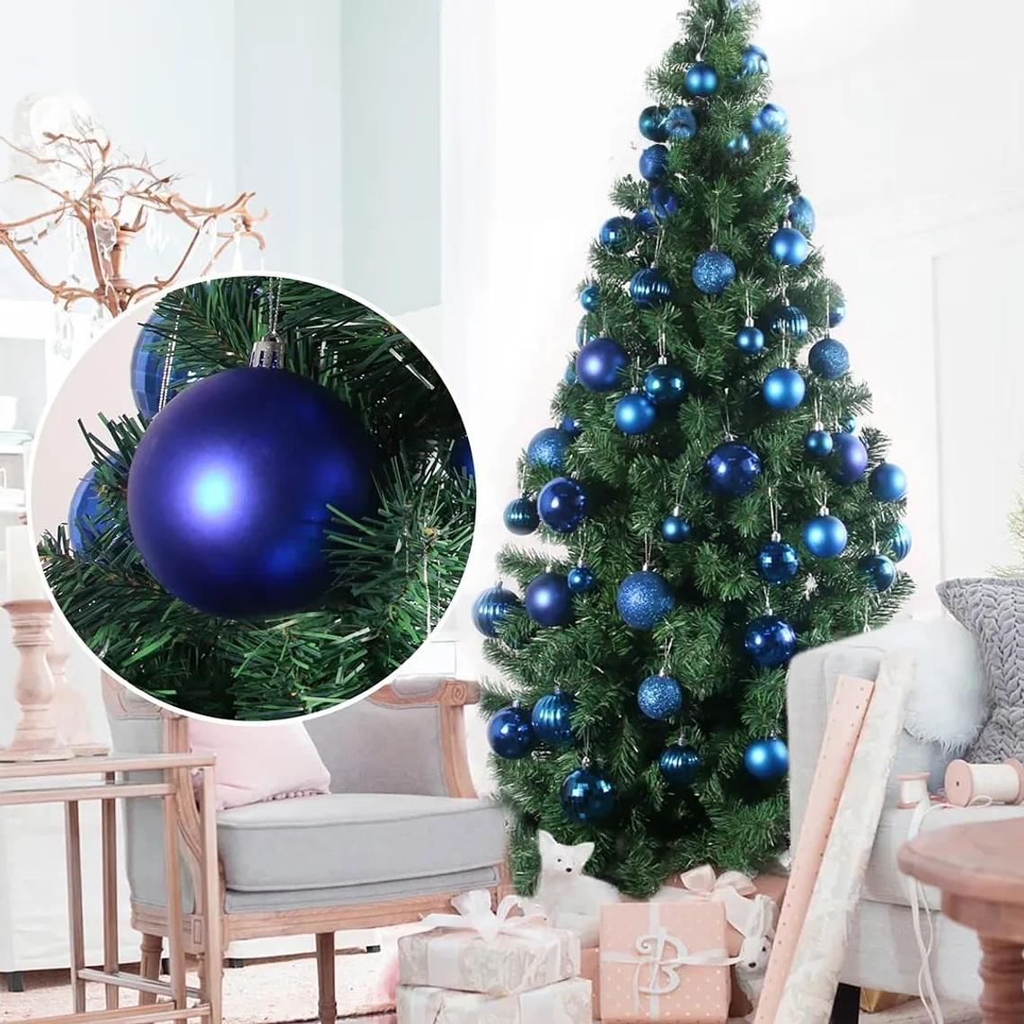 Set 3 Esferas Bolas de Navidad 12 cm Azul 1