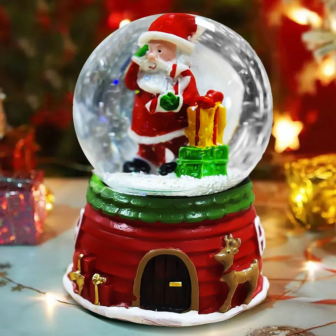 Esfera Bola de Cristal Navideña Diseño Pascuero Regalo 6.5 cm 1