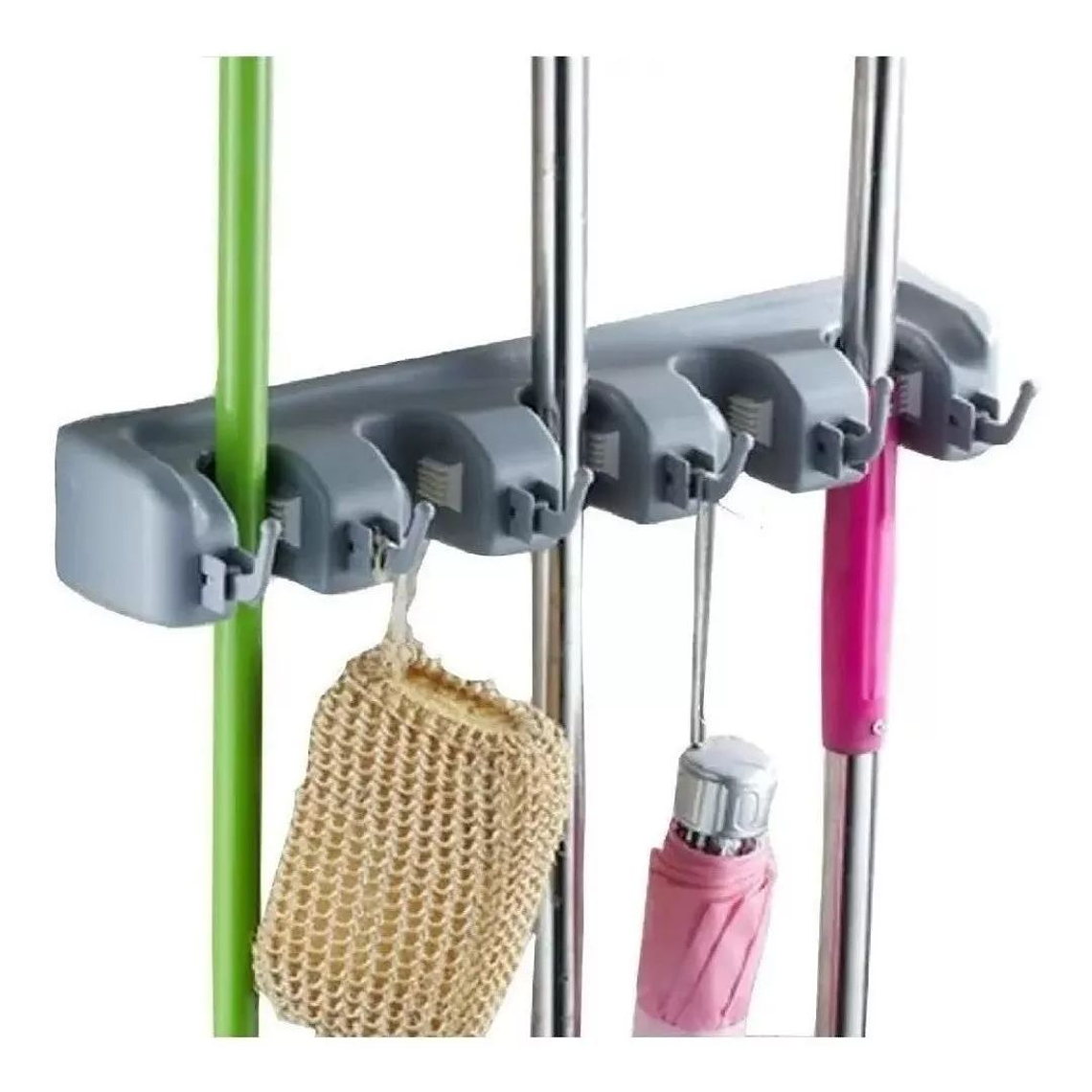 Colgador De Escobas Y Utiles De Aseo Con Ganchos Organizador 2