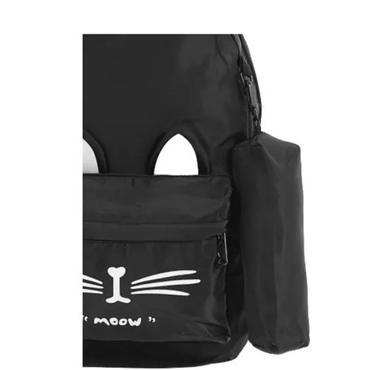 Bolso Mochila grande negra para mujer diseño de gatitos 3