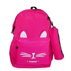 Bolso Mochila grande fucsia para mujer diseño de gatitos