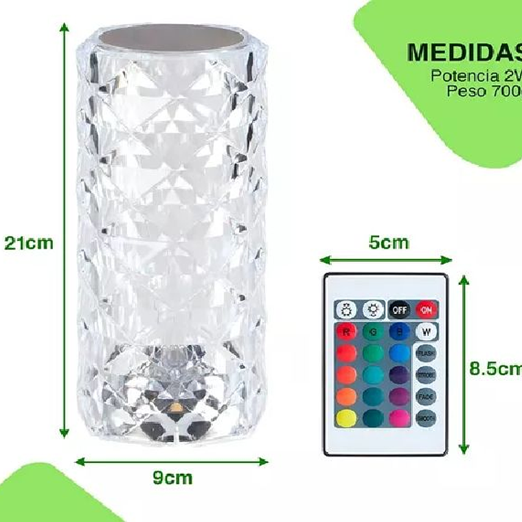 Lámpara Velador Adorno De Cristal Rosa Diamante Tactil Usb 2