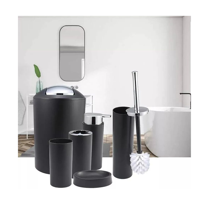 Set Juego De Baño Elegante 6 Piezas Negro 1