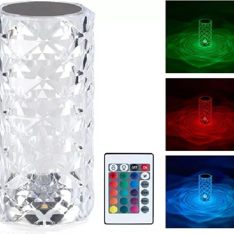Lámpara Velador Adorno De Cristal Rosa Diamante Tactil Usb 2