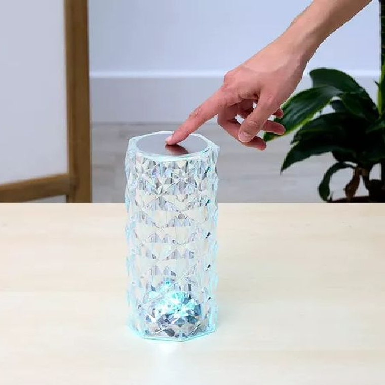 Lámpara Velador Adorno De Cristal Rosa Diamante Tactil Usb 5