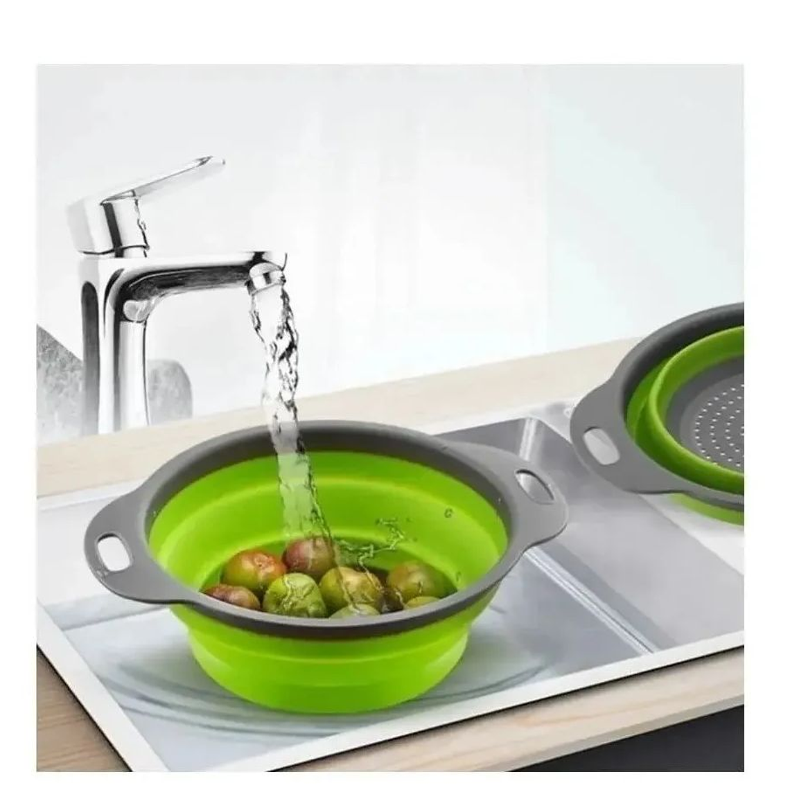 Colador Plegable Silicona 24cm Verduras Frutas 1