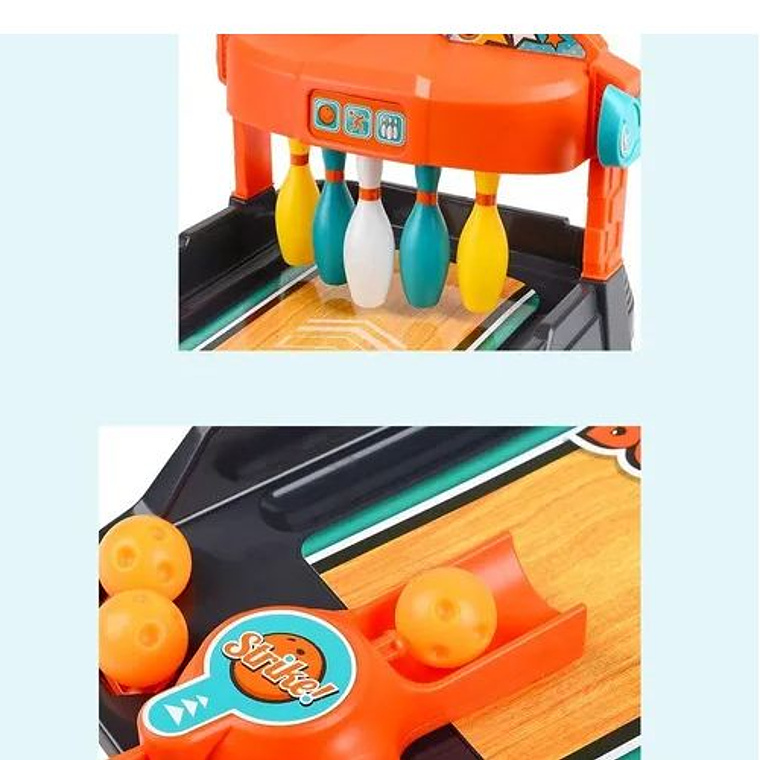 Juego De Bowling De Mesa 60 Cm Con Lanzador Clásico 2