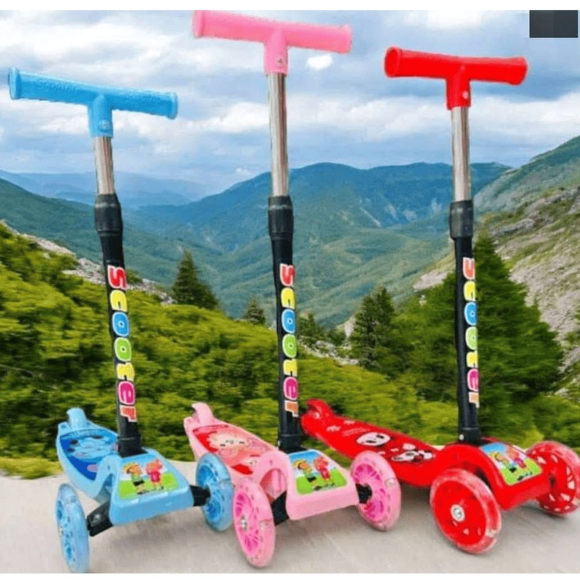 Scoorter 3 Ruedas con Luces para Niños Rosado 4