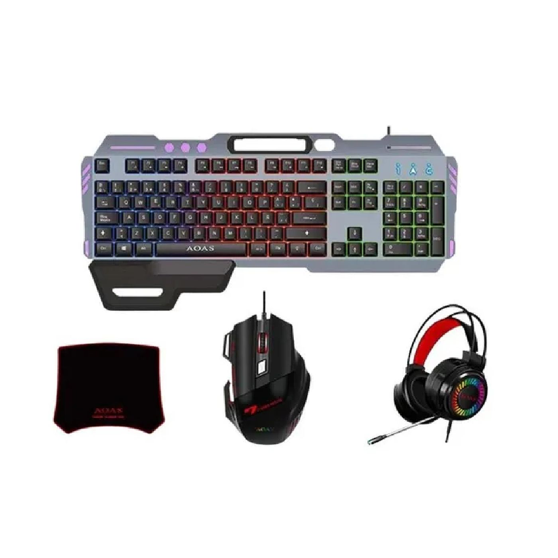 Kit Teclado + Mouse +audífonos + Mouse Pad Gamer Juegos 2