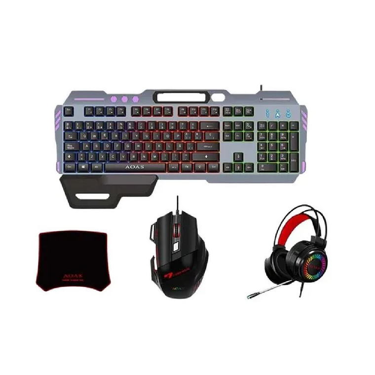 Kit Teclado + Mouse +audífonos + Mouse Pad Gamer Juegos 2