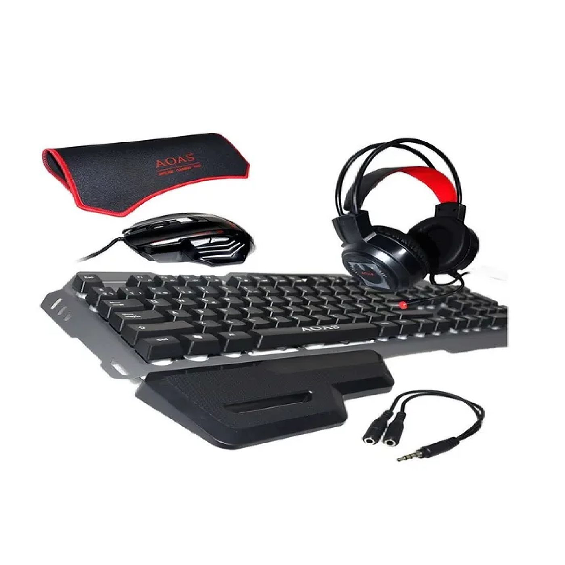 Kit Teclado + Mouse +audífonos + Mouse Pad Gamer Juegos 3