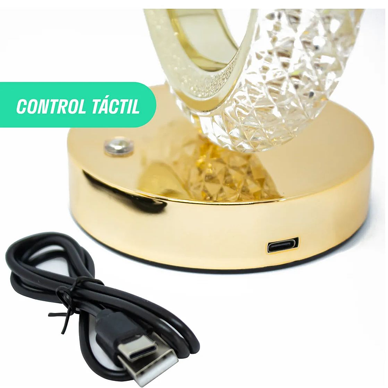 Lámpara Cristal Recargable Usb 3 Tonos Dorada 3
